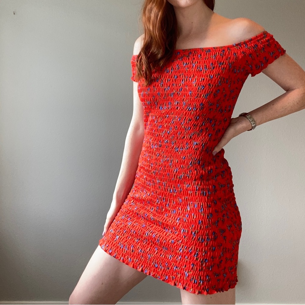 Topshop smocked mini dress size 6